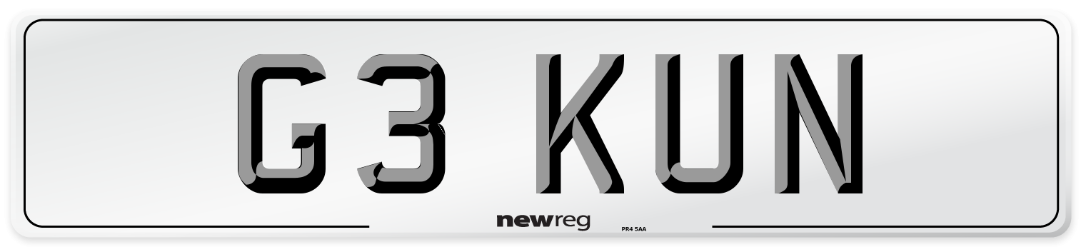 G3 KUN Number Plate from New Reg